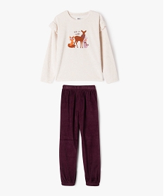GEMO Pyjama en velours à motifs animaux fille Beige