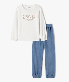 GEMO Pyjama en velours avec broderies scintillantes fille - LuluCastagnette Beige