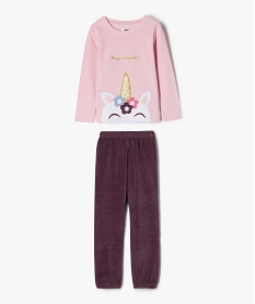GEMO Pyjama en velours avec motif licorne fille rose standard