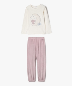 GEMO Pyjama en velours avec motif chat et lune fille Beige