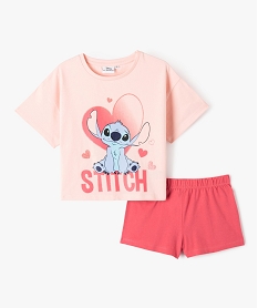 GEMO Pyjashort fille avec large motif pailleté Lilo et Stitch - Disney rose standard