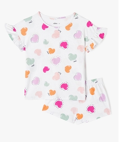 GEMO Pyjashort en coton à motifs coeurs multicolores fille Imprimé