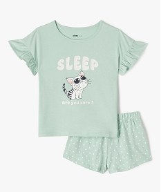 GEMO Pyjashort avec motif chat et paillettes fille vert standard