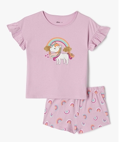 GEMO Pyjashort avec motif licorne et paillettes fille violet standard