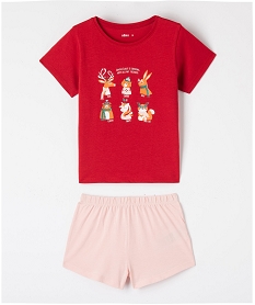 GEMO Pyjashort bicolore avec motif spécial Noël fille Rouge