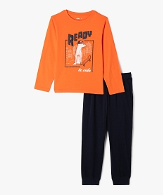 pyjama bicolore avec motif skate garcon orangeJ270201_1