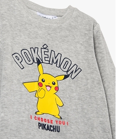 pyjama en velours avec motifs pikachu fille - pokemon grisJ270901_2