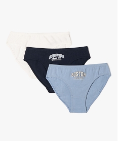 GEMO Culottes avec inscriptions sur l’avant fille (lot de 3) Bleu