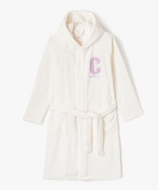 GEMO Robe de chambre en velours à capuche fille blanc chine