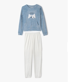 GEMO Pyjama en velours avec motif brodé fille bleu standard