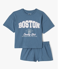 GEMO Pyjashort en coton inscription Boston fille bleu standard