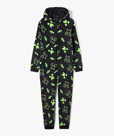 GEMO Combinaison pyjama imprimée à capuche garçon - Minecraft Noir