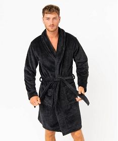 GEMO Robe de chambre peignoir en maille peluche homme gris standard