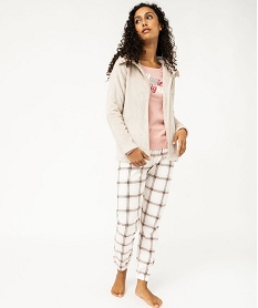 ensemble 3 pieces femme   pyjama et veste zippee en maille peluche imprime pyjamas ensembles vestesJ285201_1