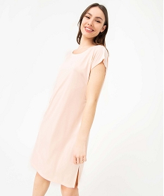 GEMO Chemise de nuit femme coupe oversize à manches courtes Rose