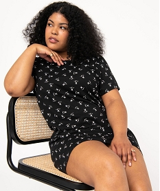 GEMO Chemise de nuit à manches courtes avec motifs femme grande taille Jaune