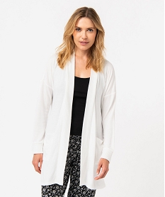 GEMO Veste dintérieur femme en maille duveteuse avec ceinture à nouer Beige