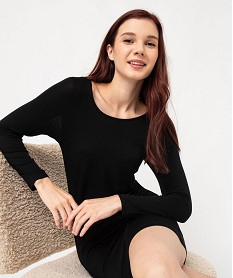 GEMO Chemise de nuit à manches longues femme Noir