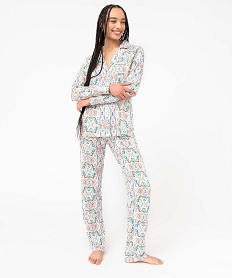 GEMO Pyjama deux pièces femme : chemise et pantalon Imprimé