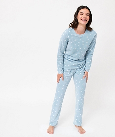 GEMO Pyjama imprimé en maille polaire femme imprime couleur