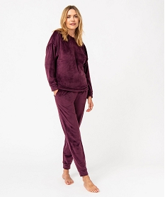 pyjama femme en velours extensible violetJ288901_1