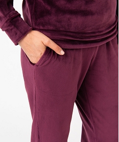 pyjama femme en velours extensible violetJ288901_2