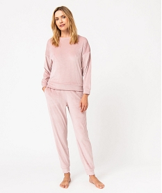 GEMO Pyjama en velours côtelé femme Rose