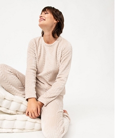 GEMO Pyjama en maille peluche femme beige standard