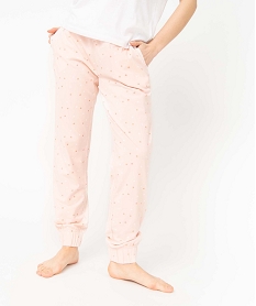 GEMO Pantalon de pyjama imprimé avec bas élastiqué femme jaune vif