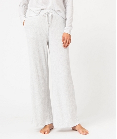 bas de pyjama femme large en maille cotelee extra douce grisJ290301_1