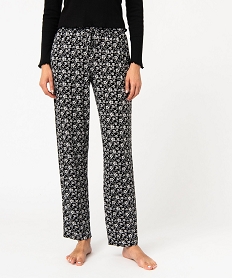 GEMO Pantalon de pyjama fluide femme imprime fleurs