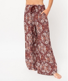 GEMO Pantalon de pyjama ample à motifs fleuris femme imprime bandana