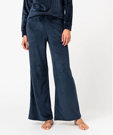 pantalon de pyjama en velours cotele femme bleuJ290801_1