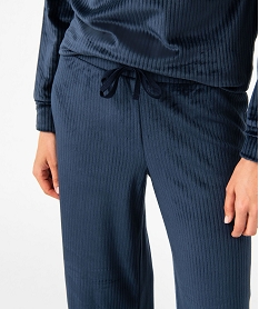pantalon de pyjama en velours cotele femme bleuJ290801_2