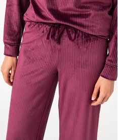 pantalon de pyjama en velours cotele femme violetJ290901_2