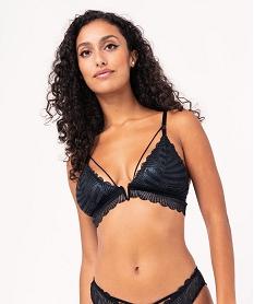 GEMO Soutien-gorge triangle scintillant avec mousses amovibles Noir