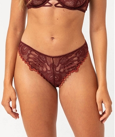 GEMO Tanga en dentelle femme marron standard