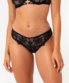 GEMO Tanga en dentelle femme Noir