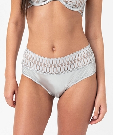GEMO Culotte taille haute en matière scintillante et dentelle femme gris standard
