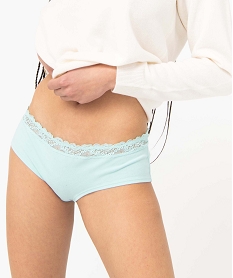 GEMO Shorty en coton stretch avec ceinture dentelle femme (lot de 2) Multicolore