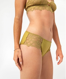 GEMO Shorty en microfibre et dentelle femme Vert