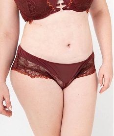 GEMO Shorty en microfibre et dentelle femme grande taille Brun