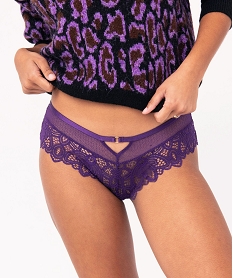 GEMO Shorty en dentelle transparente femme violet vif