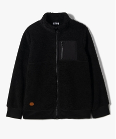GEMO Sweat garçon zippé en fourrure imitation doublée polaire noir standard