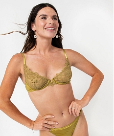 GEMO Soutien-gorge corbeille à armatures en dentelle et satin vert standard