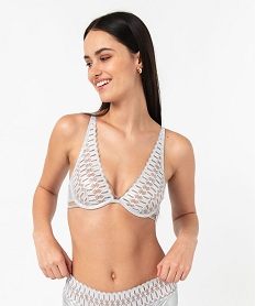 GEMO Soutien-gorge corbeille en matière scintillante et dentelle femme gris standard