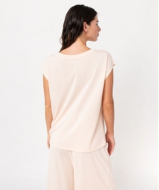 tee-shirt homewear sans manches avec large col rond femme rose hauts de pyjamaJ305201_2