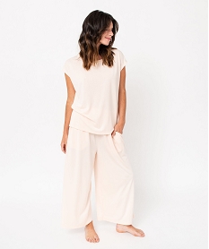 tee-shirt homewear sans manches avec large col rond femme rose hauts de pyjamaJ305201_4