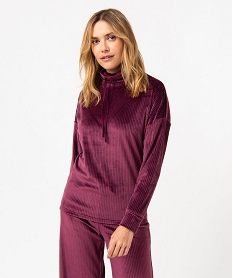 haut de pyjama en velours cotele femme violetJ305301_1