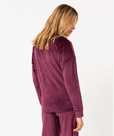 haut de pyjama en velours cotele femme violetJ305301_3